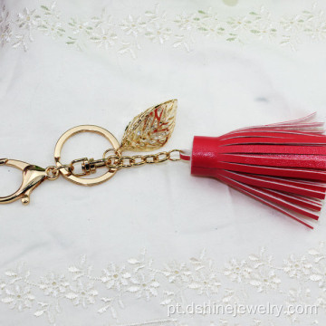 Tassel DIY Keychain cristal folha Tassel de couro para bolsa